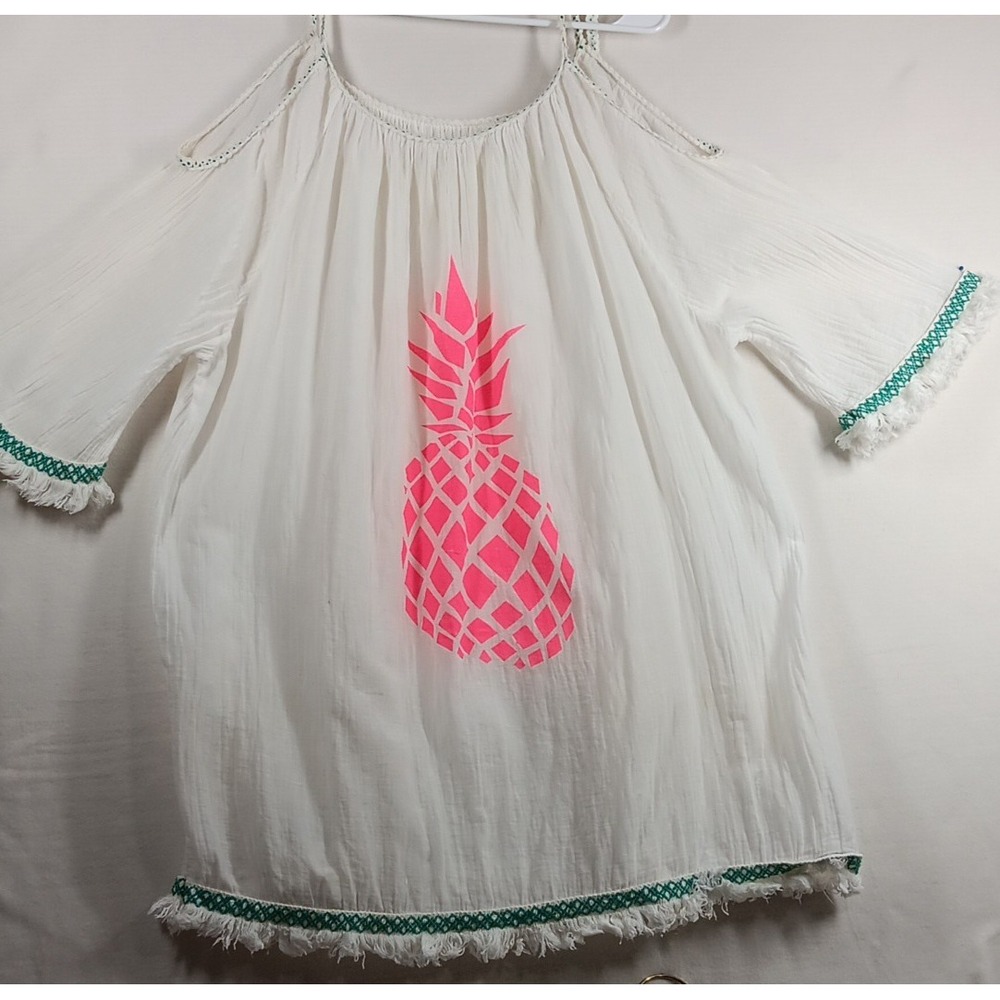 Women's blouse Approxi Sz Large 100% Cotton Made in Italy embroidered edges Boho